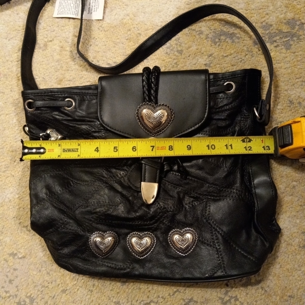 Maxam Genuine Top Grain Lambskin Leather Purse Heart Design Black NWT - Picture 7 of 11